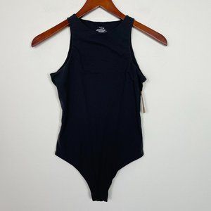 SKIMS Fits Everybody High Neck Thong Back Bodysuit Onyx Black